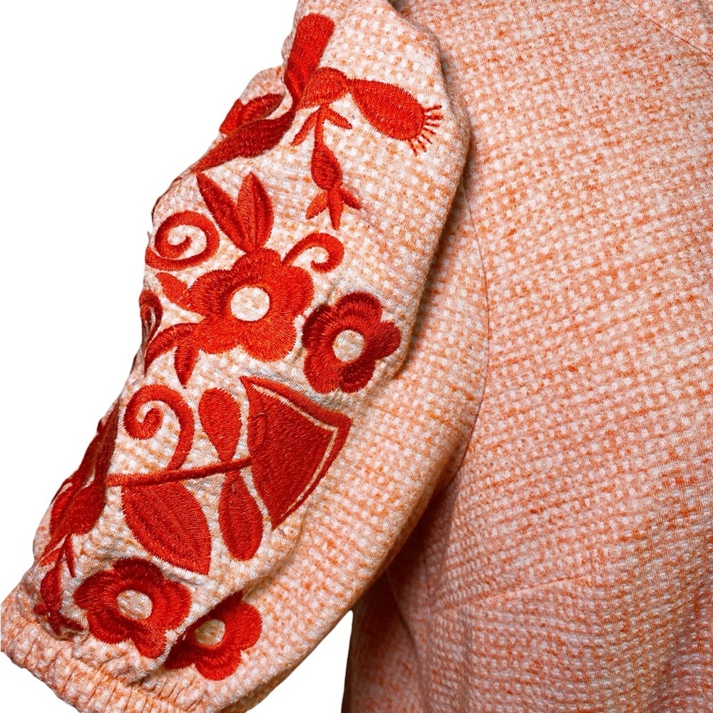 Voy Embroidered Peach Midi Dress - Picture 5 of 15
